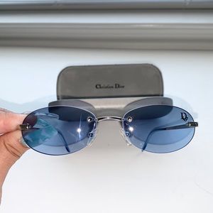 90s Christian Dior Rimless Blue Sunglasses